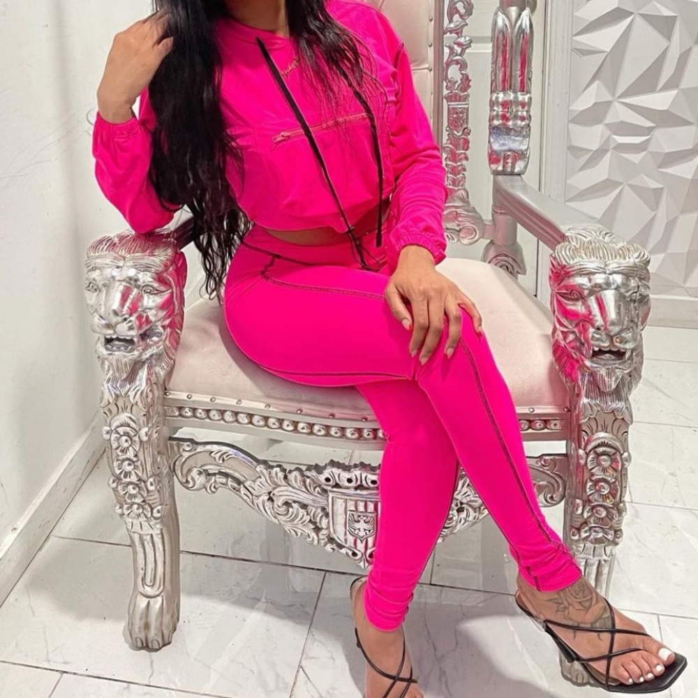 Pink track suit